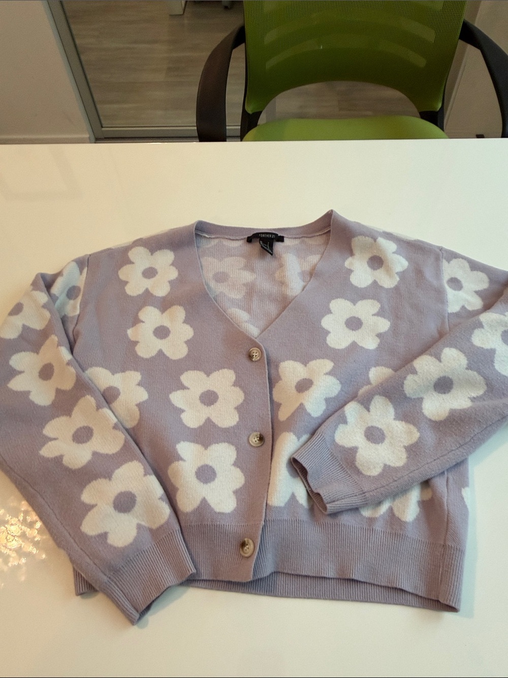 Forever 21 Lavender Floral Button-Front Cardigan - Picture 6 of 7